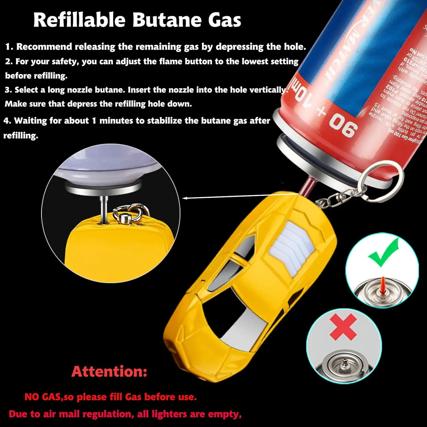 Car shape with butane gas