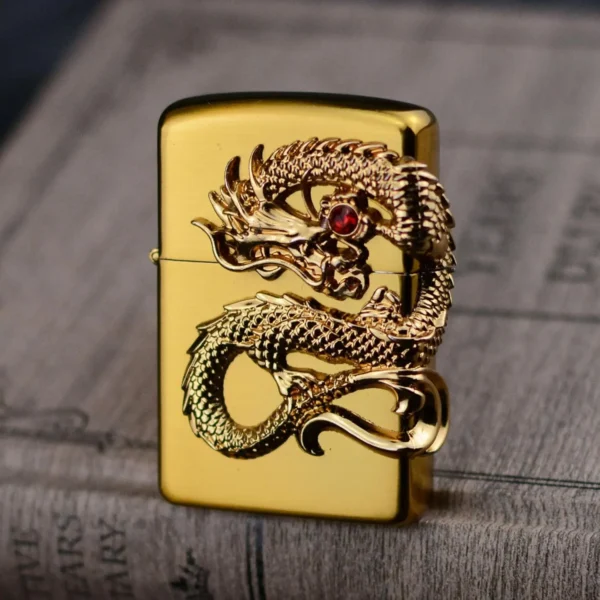 Dragon Zippo Style Lighter in Gold
