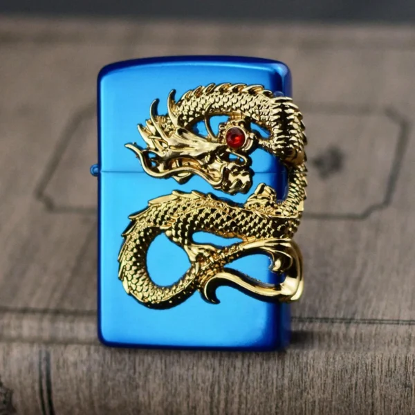Dragon embossed zippo style lighter