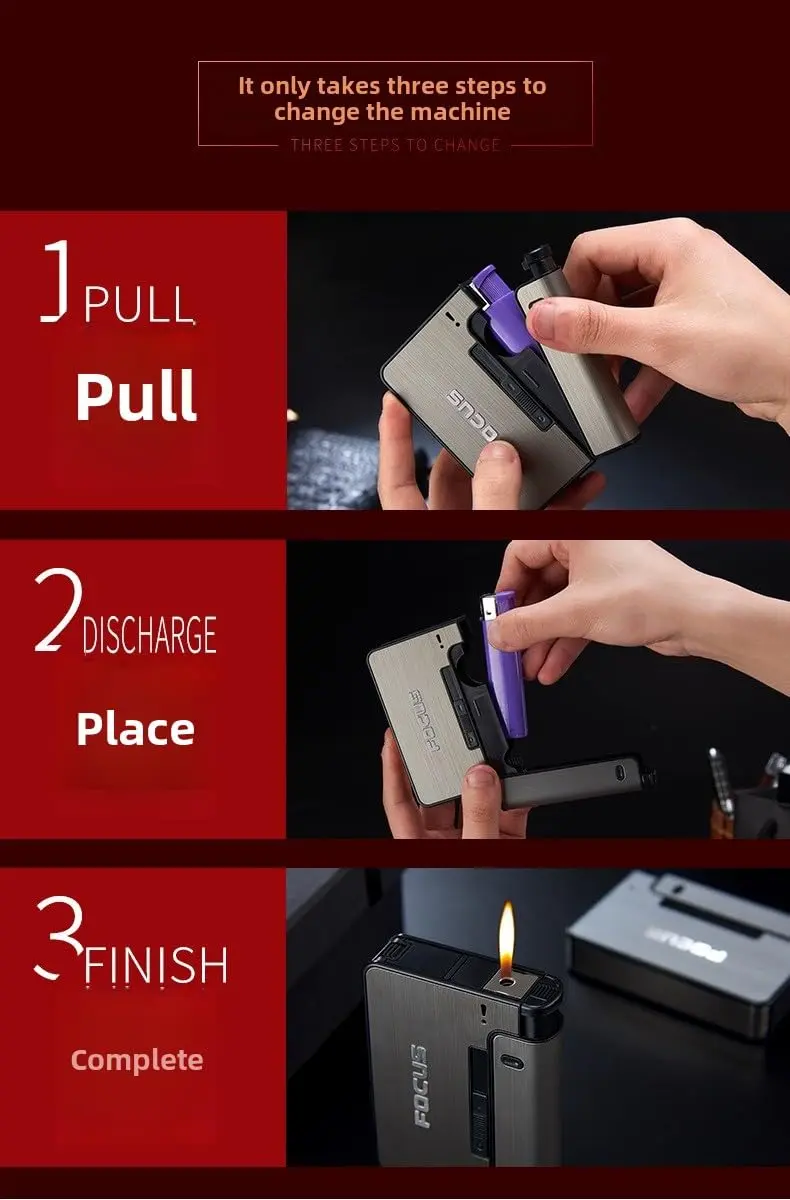 Cigarette Case With Builtin Lighter 3 steps replacement
