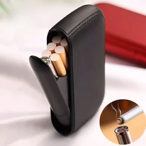 Leather Smoking Case with Electric Lighter